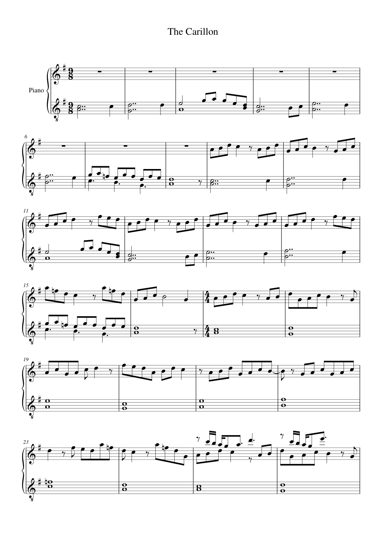 The Carillon Piano Sheet Music Page 1 Free PDF
