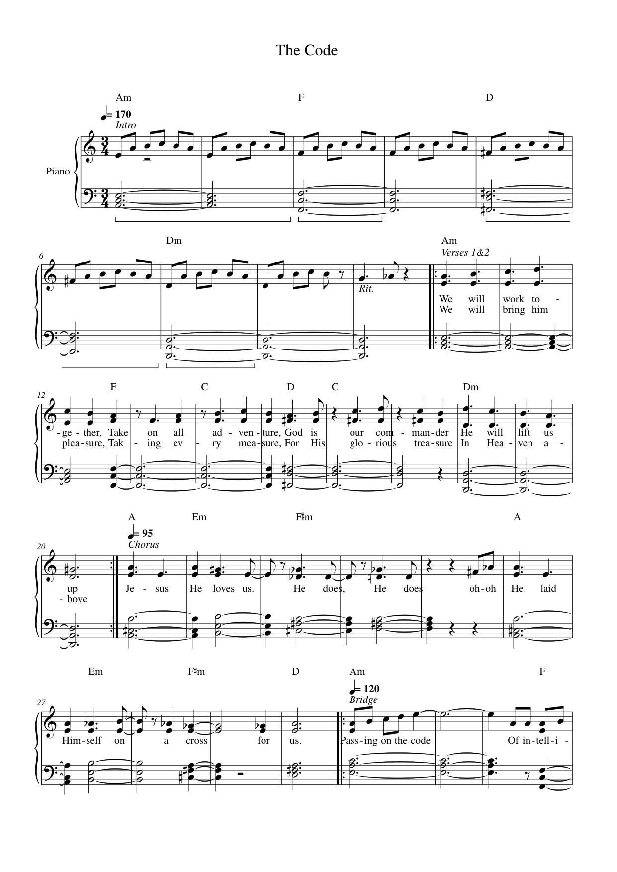 The Code Piano Sheet Music Page 1 Free PDF