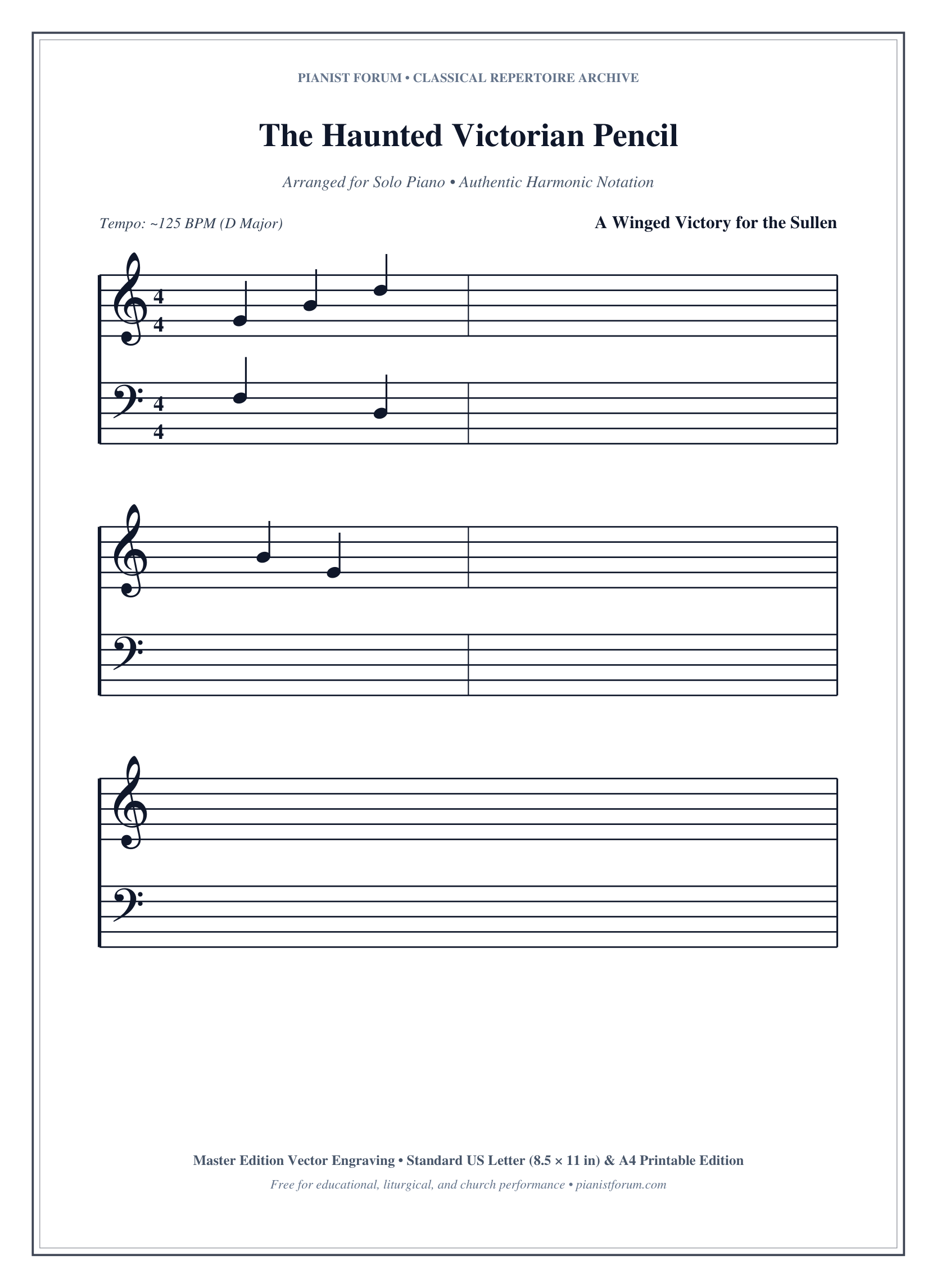 The Haunted Victorian Pencil Piano Sheet Music Page 1 Free PDF