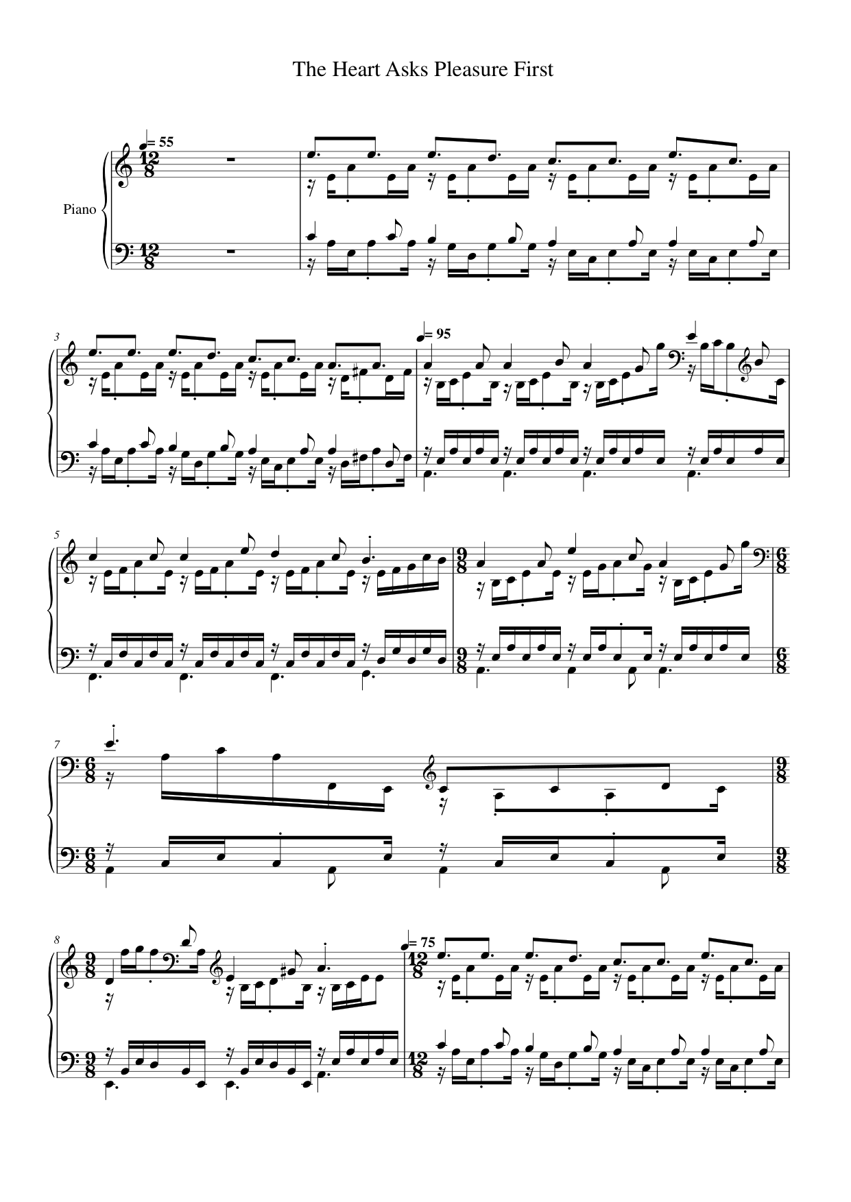 The Heart Asks Pleasure First Piano Sheet Music Page 1 Free PDF