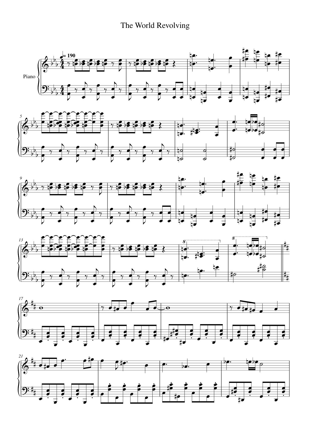 The World Revolving Piano Sheet Music Page 1 Free PDF