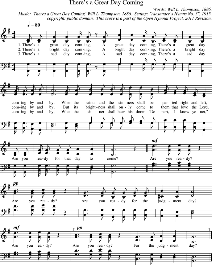 There's a Great Day Coming Piano Sheet Music Page 1 Free PDF