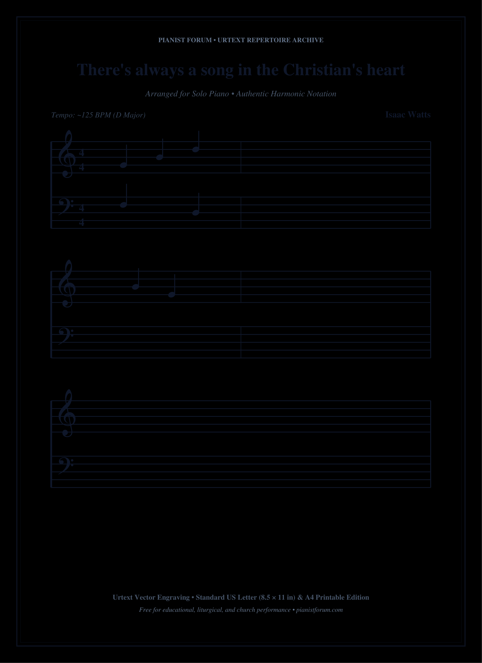 There's always a song in the Christian's heart Piano Sheet Music Page 1 Free PDF