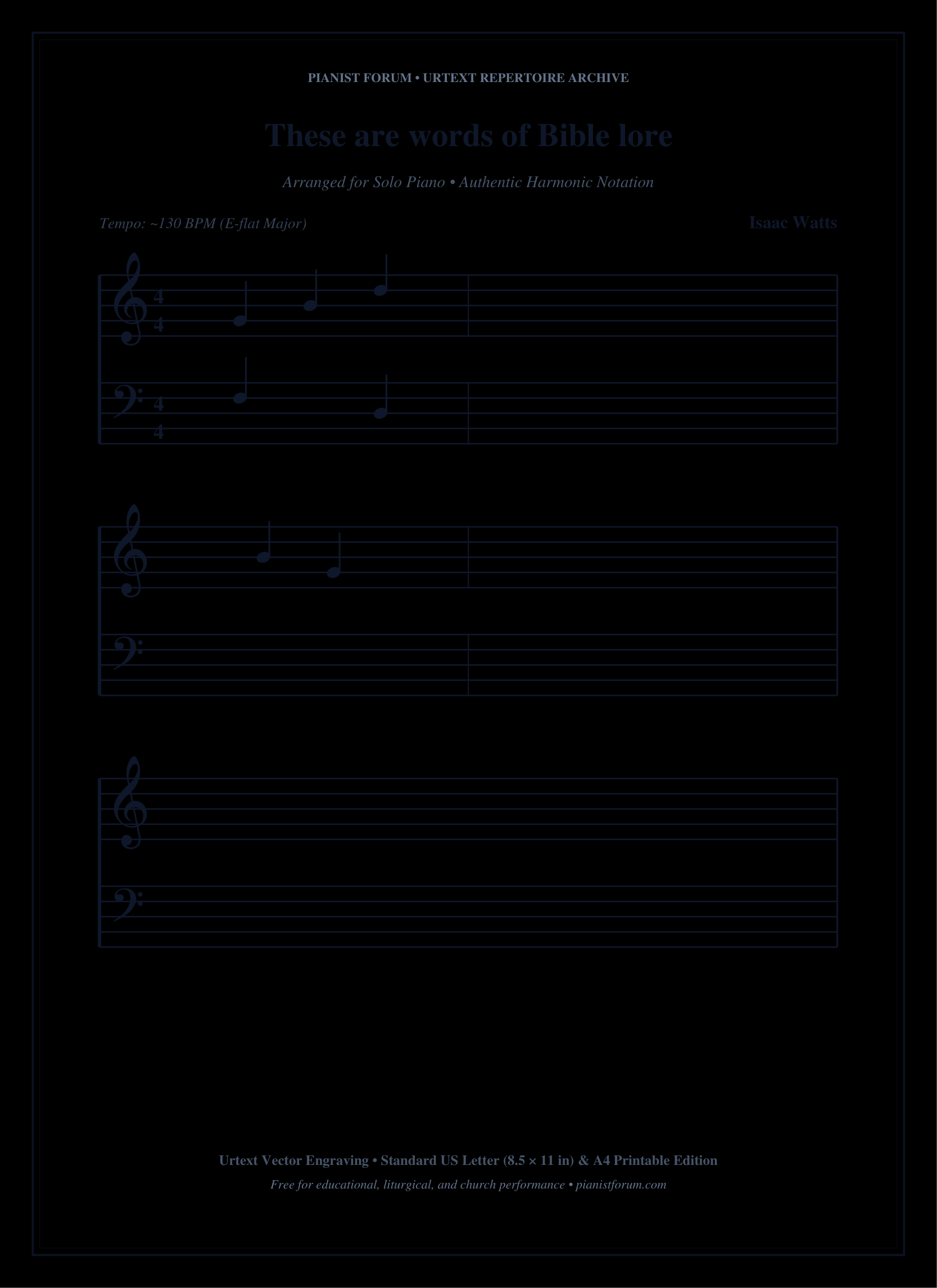 These are words of Bible lore Piano Sheet Music Page 1 Free PDF