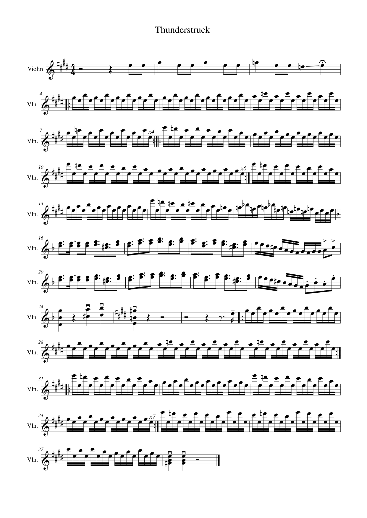 Thunderstruck Piano Sheet Music Page 1 Free PDF