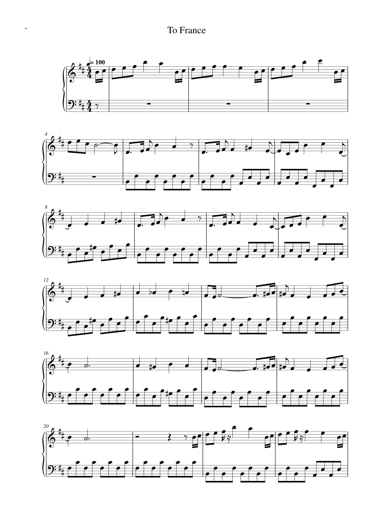 To France Piano Sheet Music Page 1 Free PDF