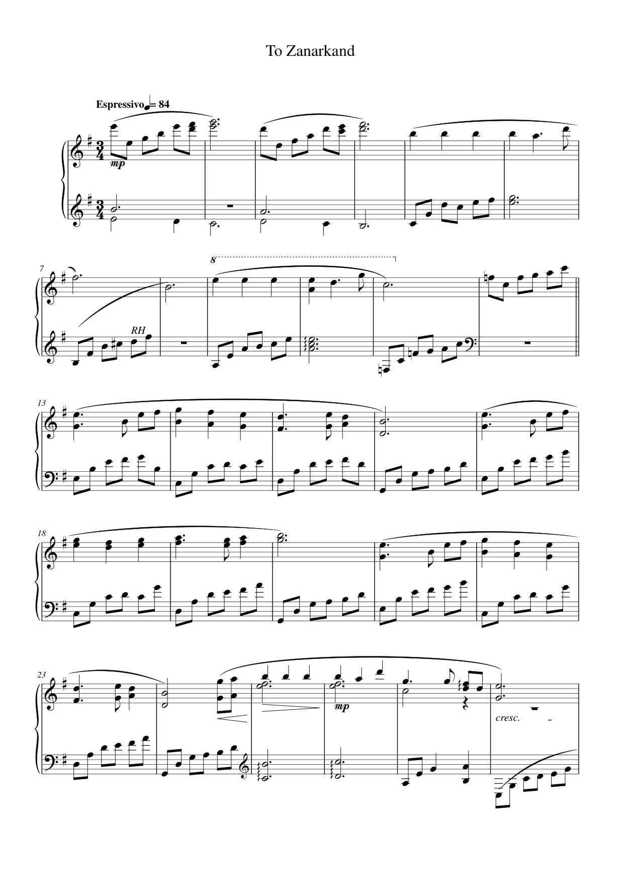 To Zanarkand Piano Sheet Music Page 1 Free PDF