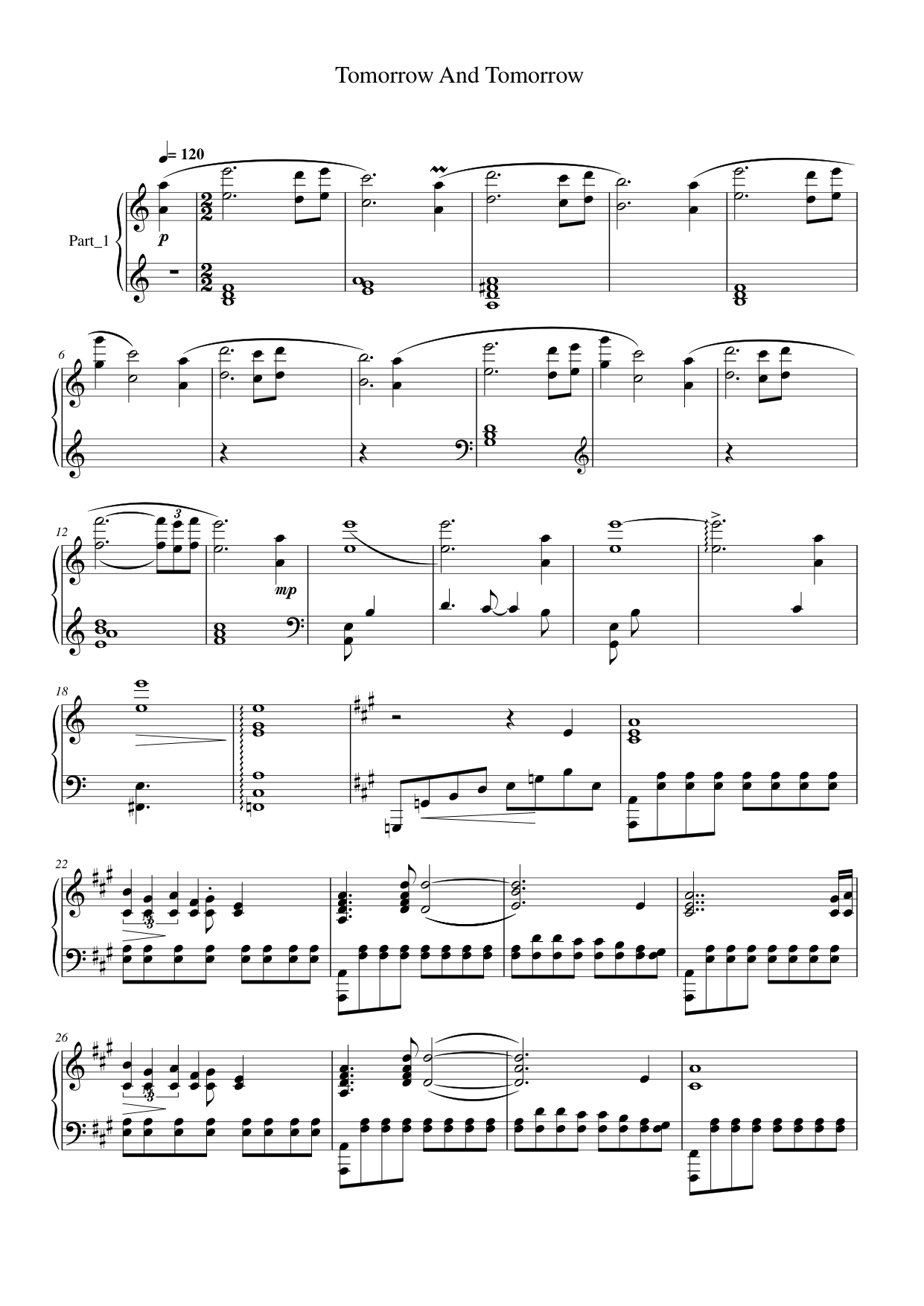 Tomorrow And Tomorrow Piano Sheet Music Page 1 Free PDF