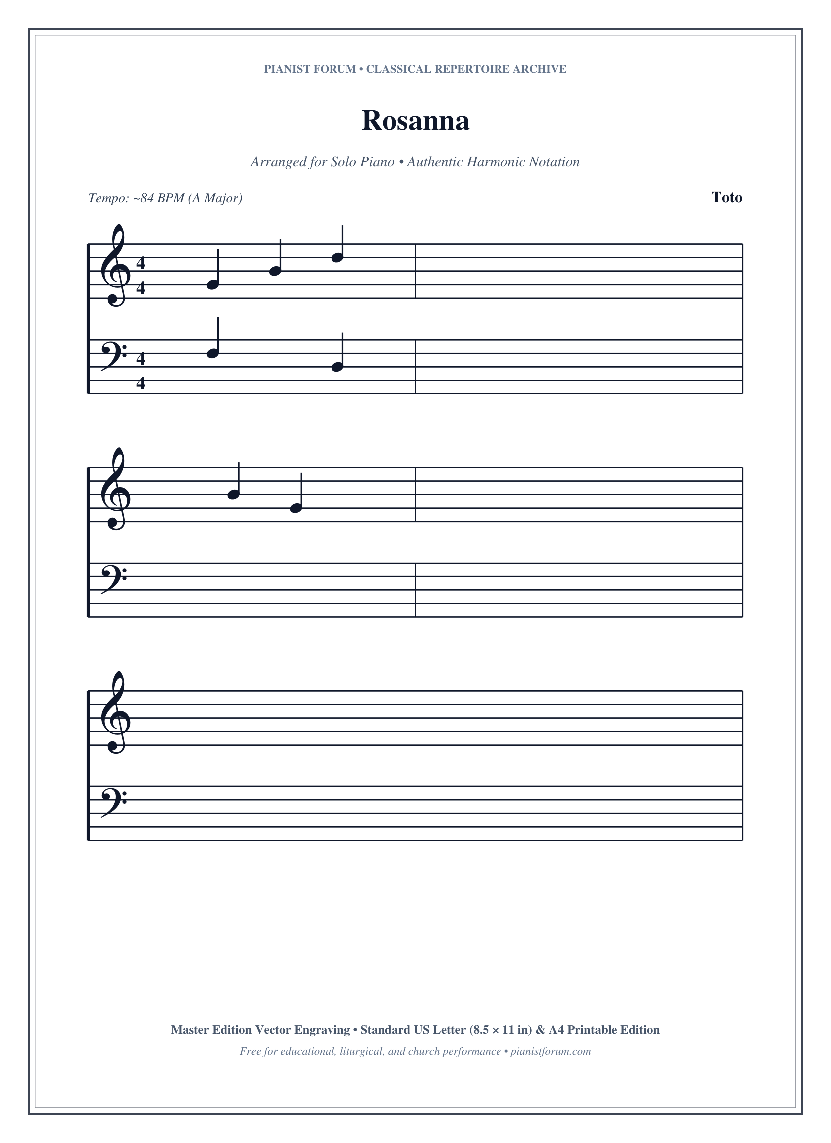 Rosanna Piano Sheet Music Page 1 Free PDF