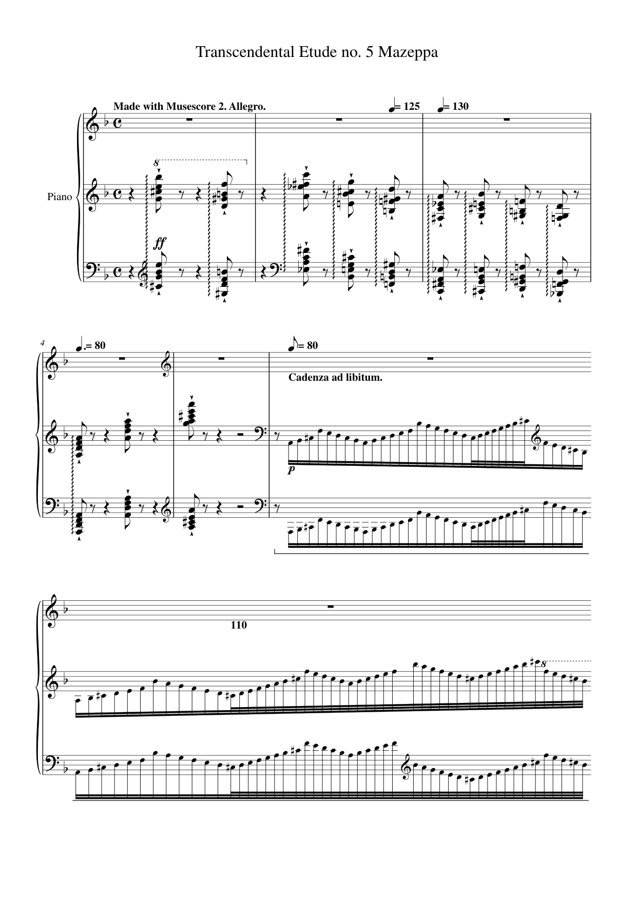Transcendental Etude no. 5 Mazeppa Piano Sheet Music Free PDF