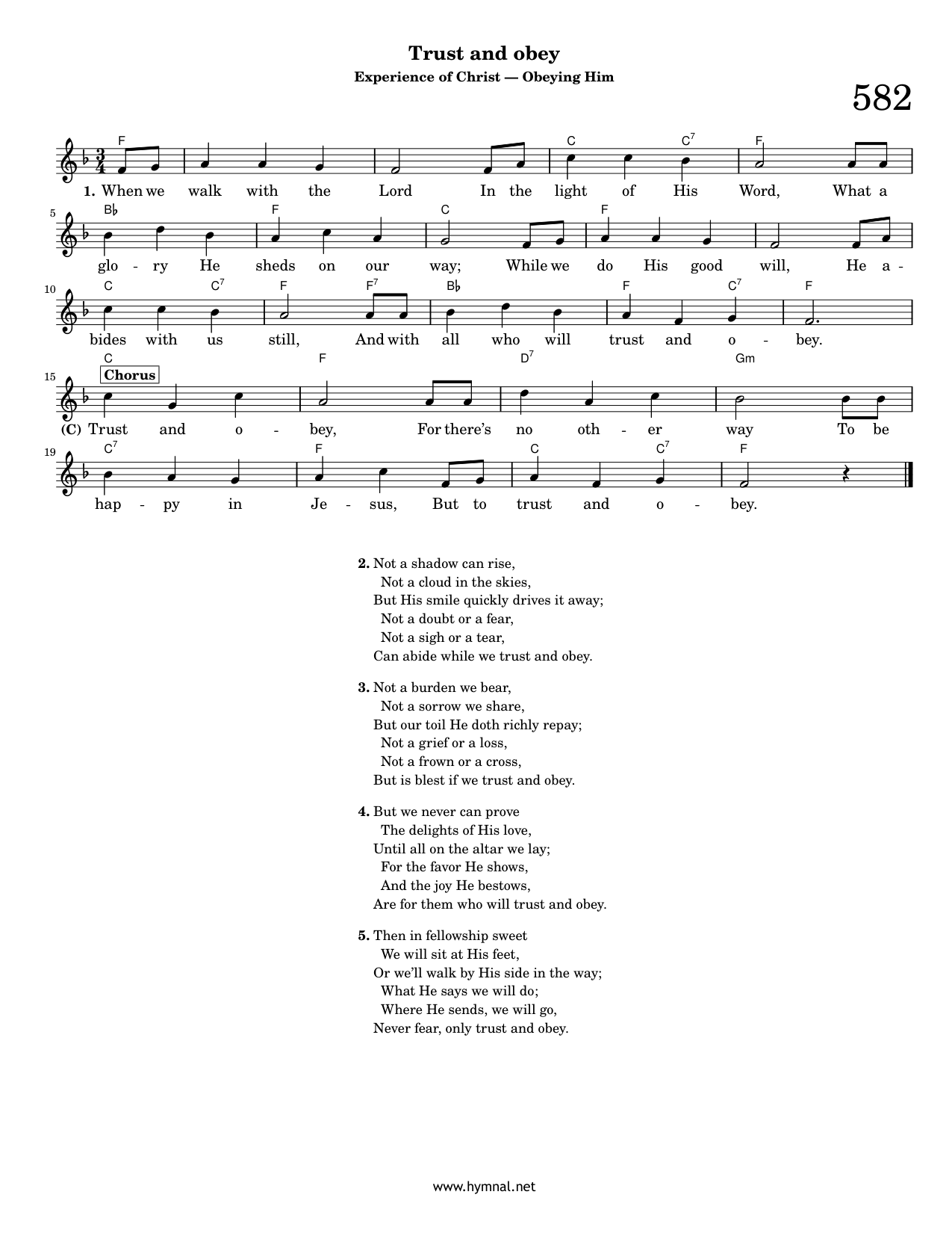 Trust And Obey Piano Sheet Music Page 1 Free PDF