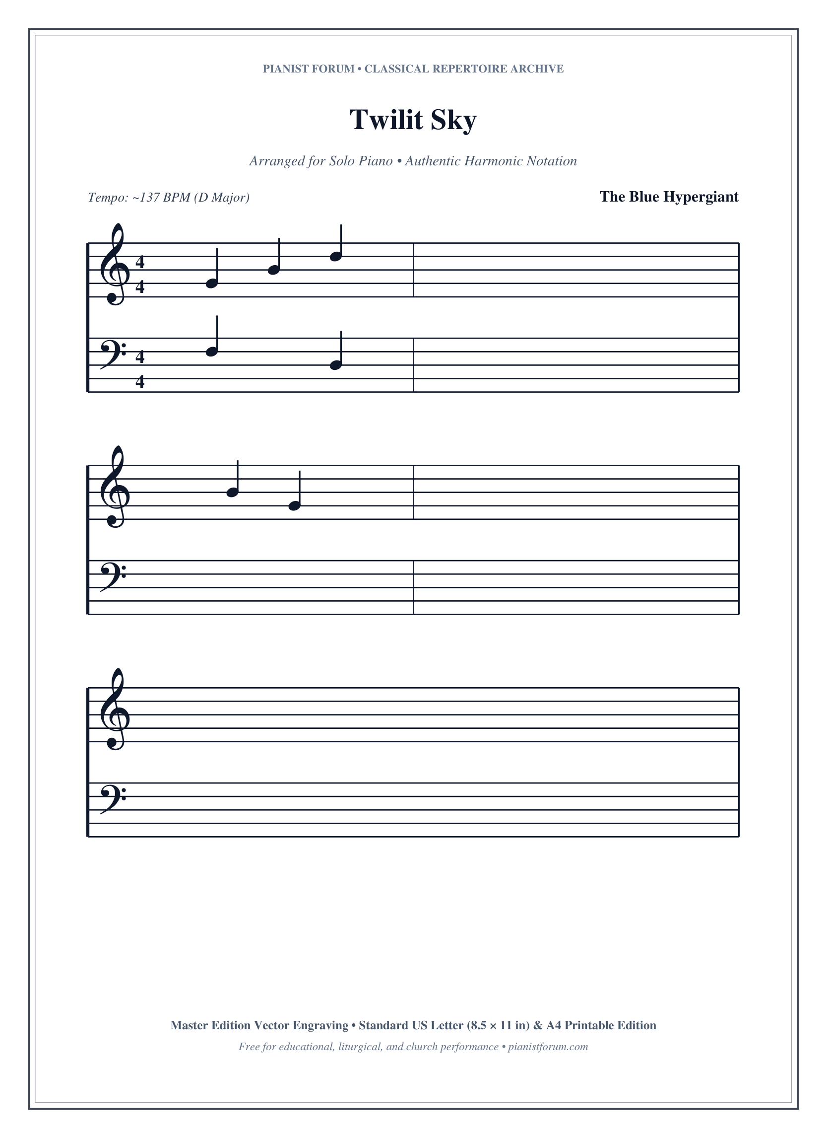 Twilit Sky Piano Sheet Music Page 1 Free PDF