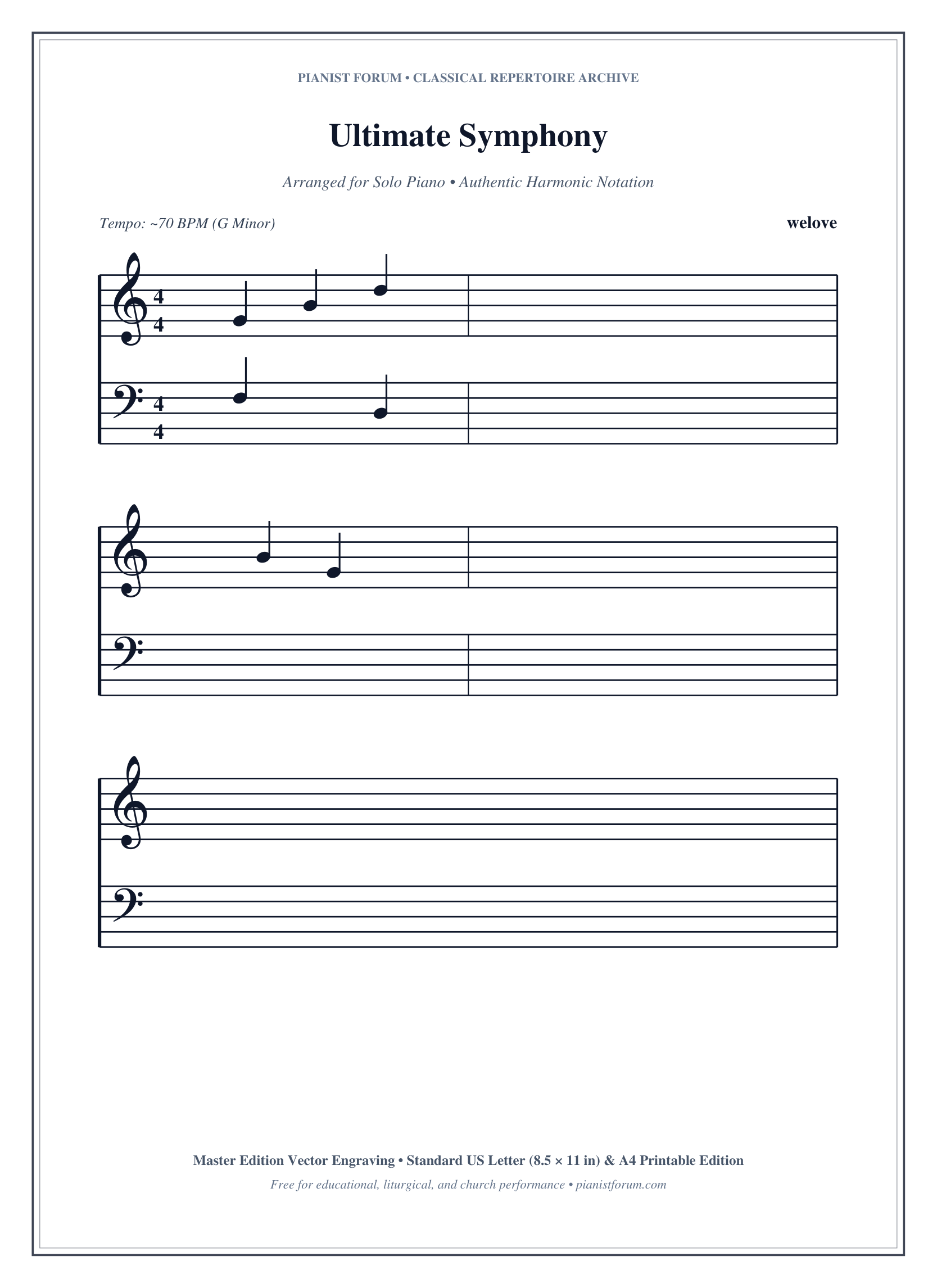 Ultimate Symphony Piano Sheet Music Page 1 Free PDF