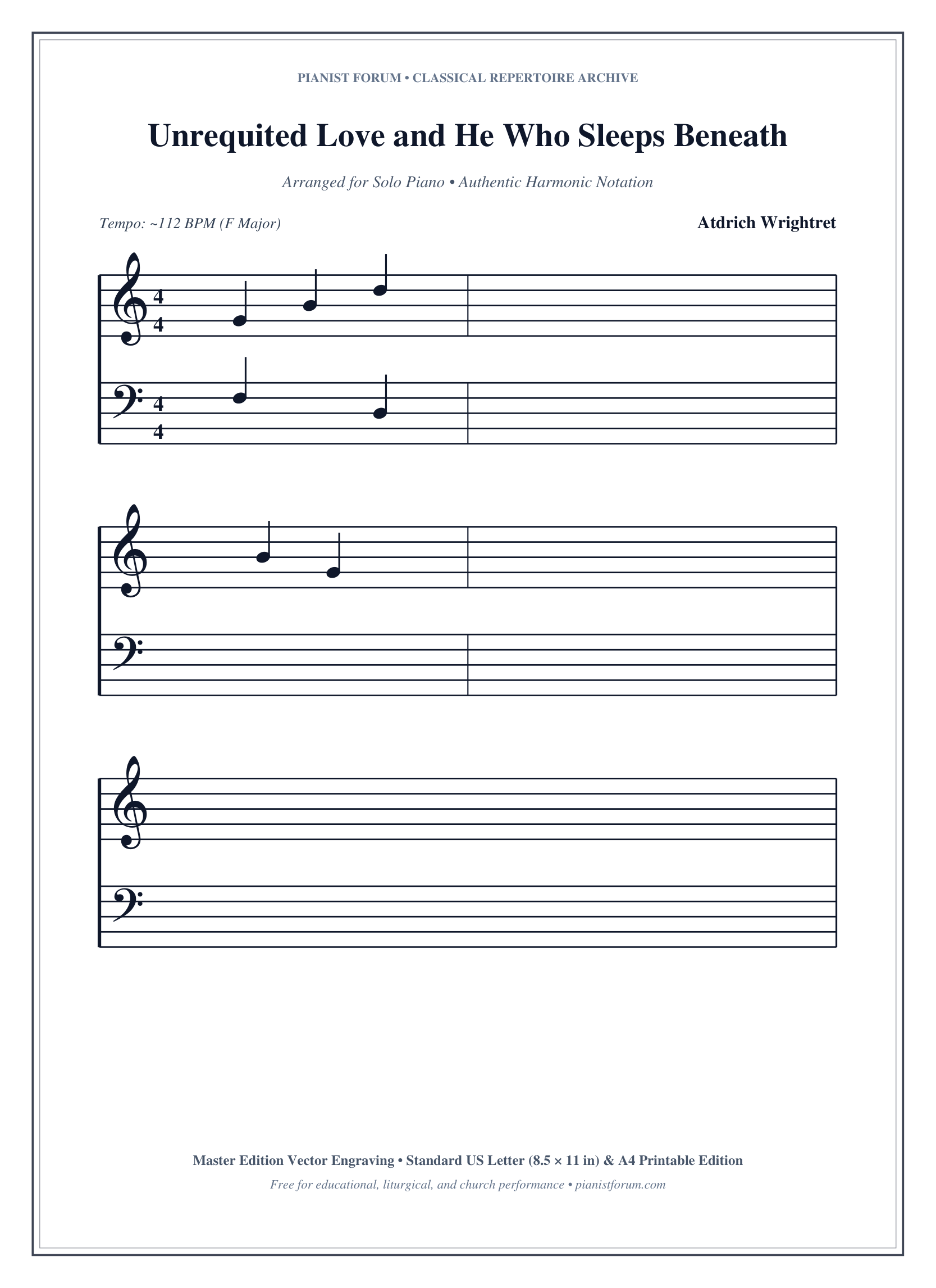 Unrequited Love and He Who Sleeps Beneath Piano Sheet Music Page 1 Free PDF