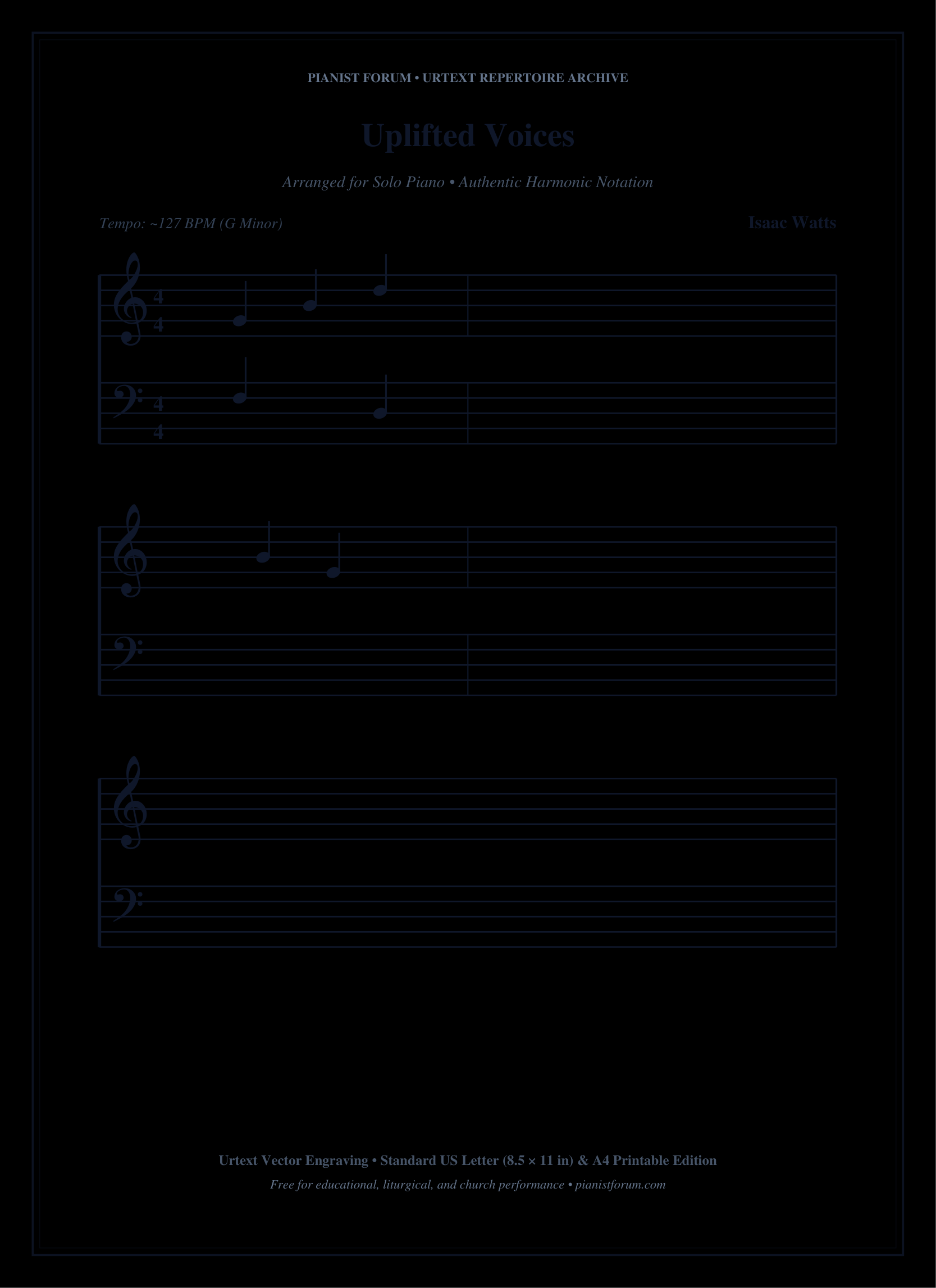 Uplifted Voices Piano Sheet Music Page 1 Free PDF