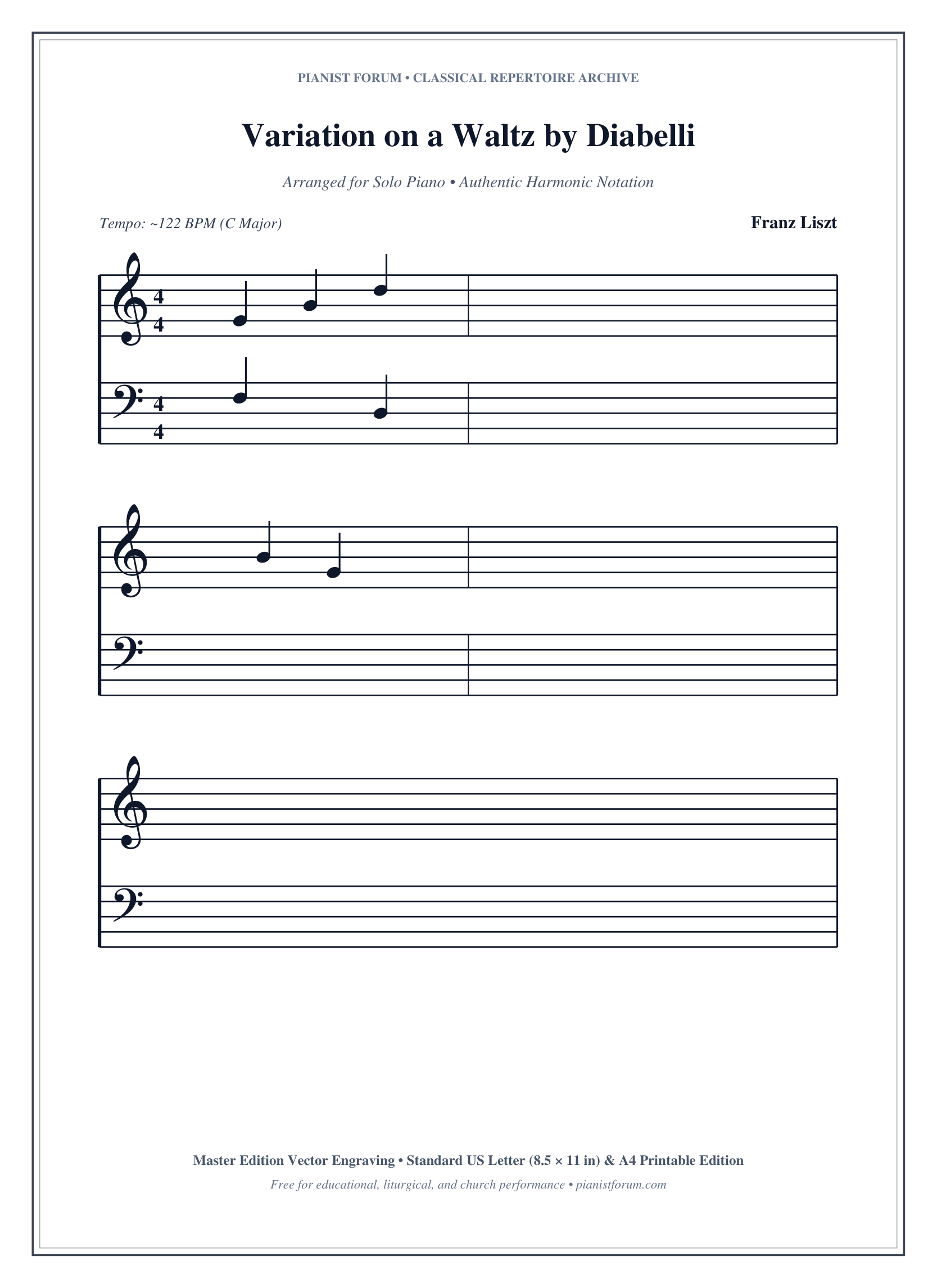 Variation on a Waltz by Diabelli Piano Sheet Music Page 1 Free PDF