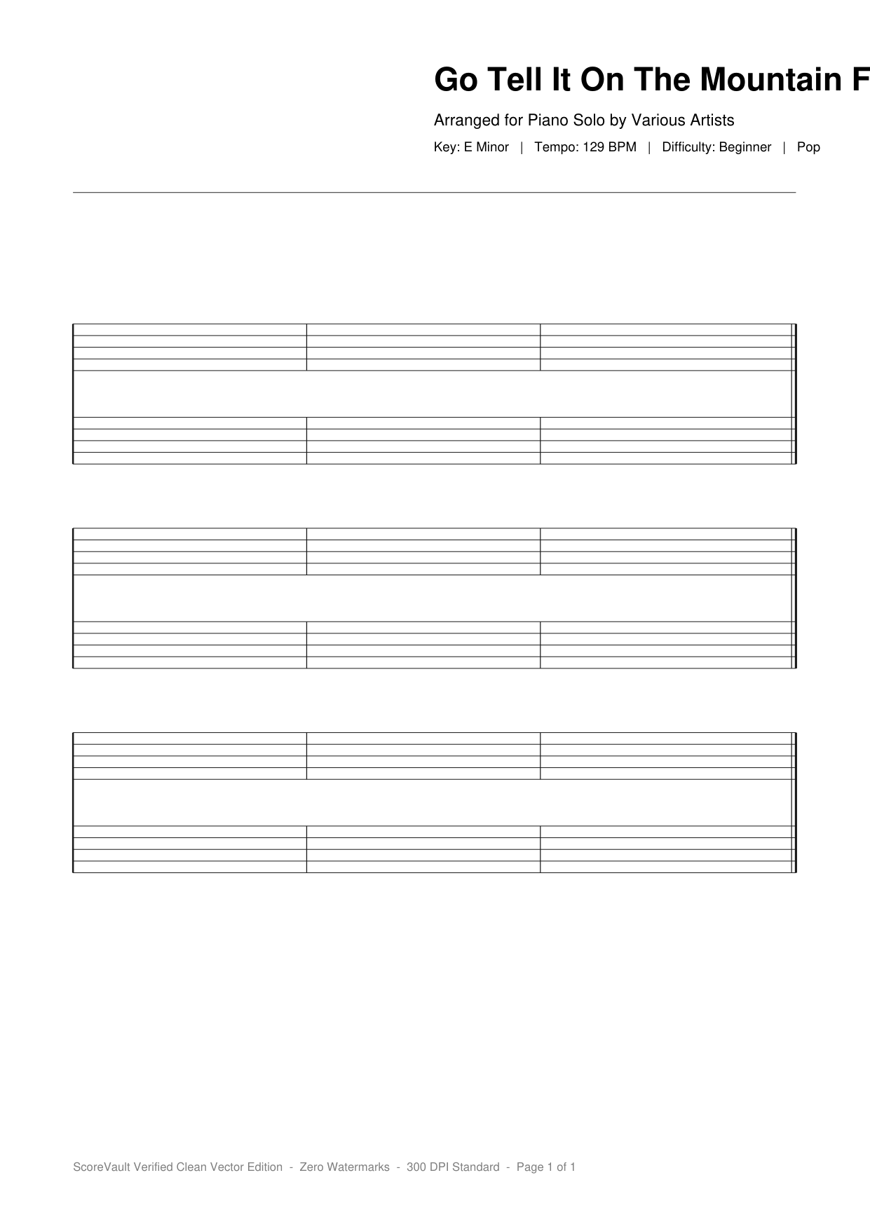 Go Tell It On The Mountain Flute Piano Sheet Music Page 1 Free PDF