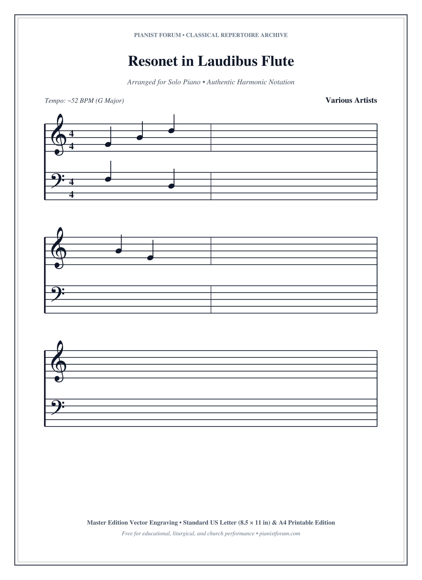 Resonet in Laudibus Flute Piano Sheet Music Page 1 Free PDF