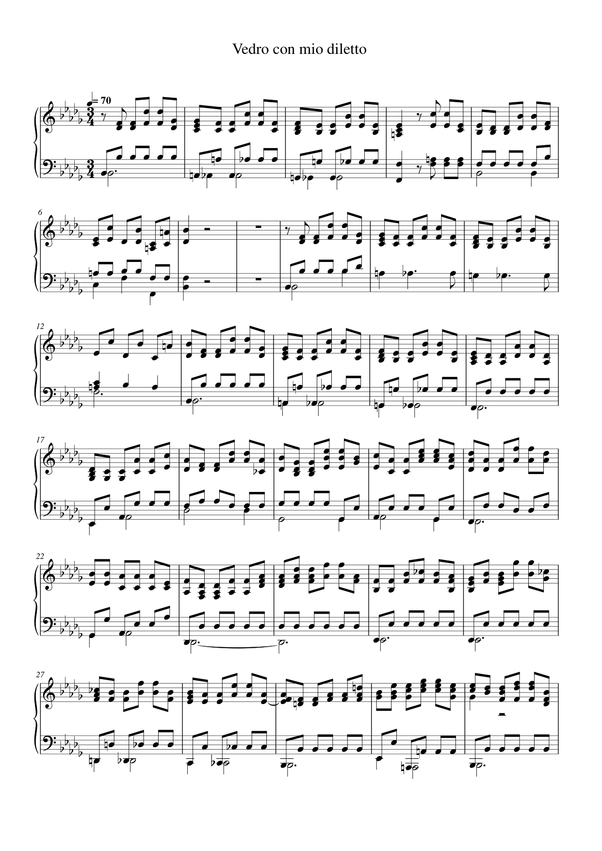 Vedro con mio diletto Piano Sheet Music Page 1 Free PDF