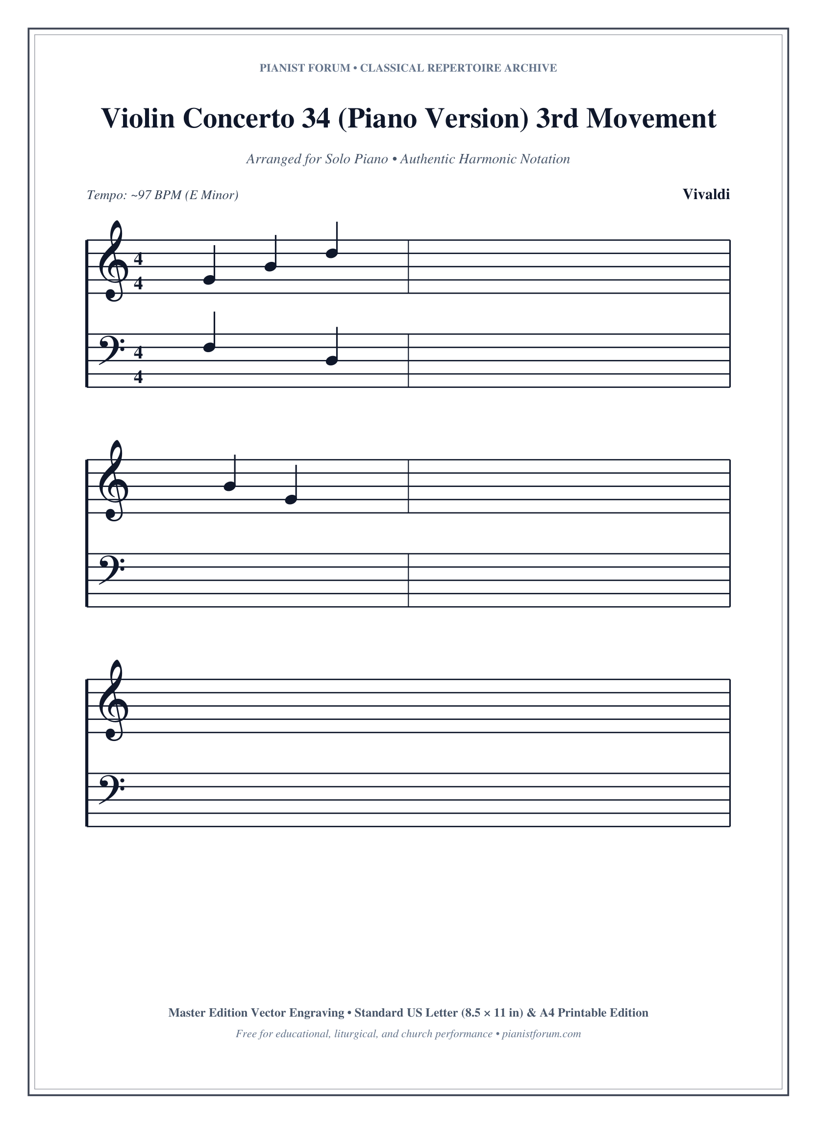 Violin Concerto 34 (Piano Version) 3rd Movement Piano Sheet Music Page 1 Free PDF
