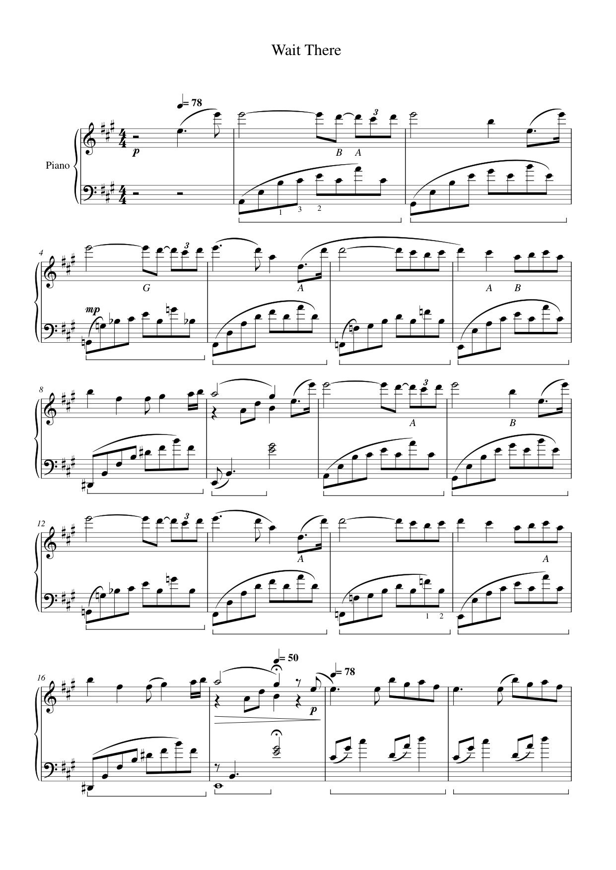 Wait There Piano Sheet Music Page 1 Free PDF