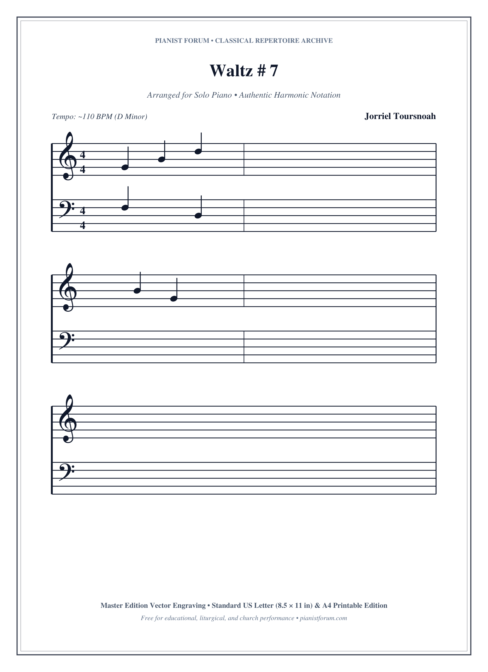 Waltz # 7 Piano Sheet Music Page 1 Free PDF