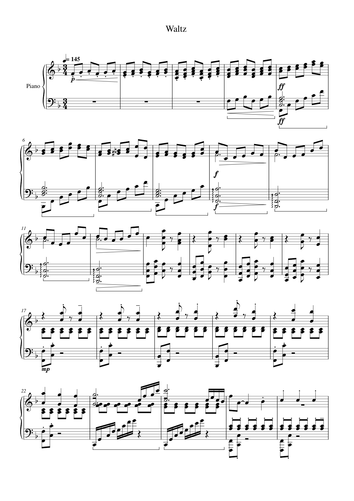 Waltz Piano Sheet Music Page 1 Free PDF