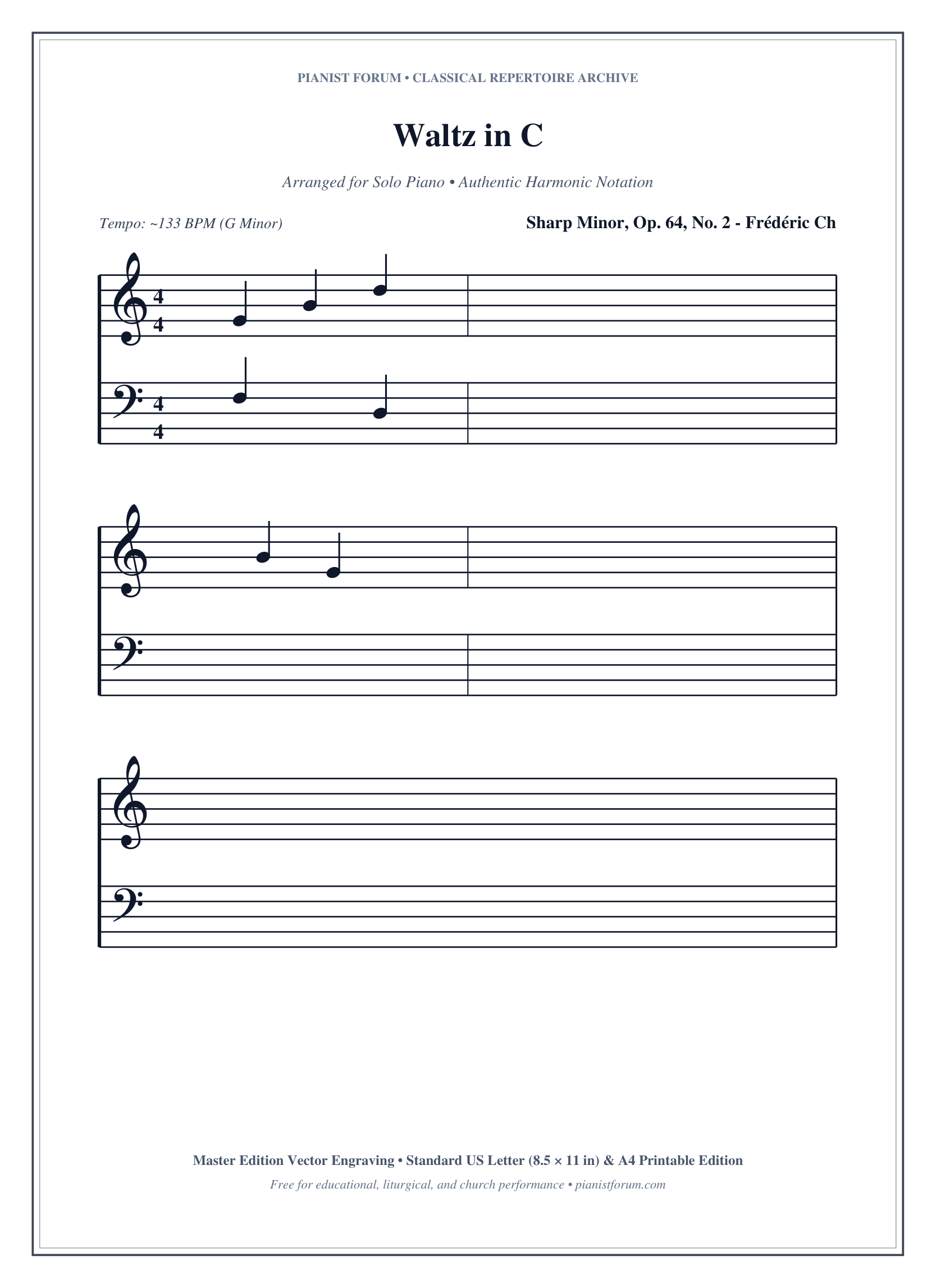 Waltz in C Piano Sheet Music Page 1 Free PDF