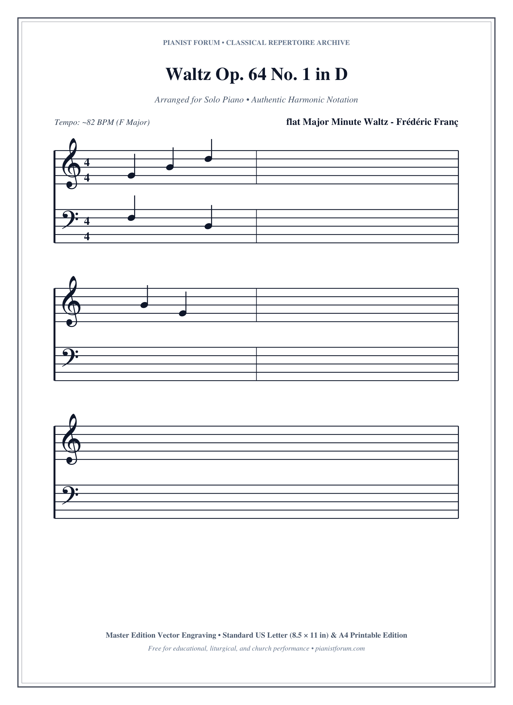 Waltz Op. 64 No. 1 in D Piano Sheet Music Page 1 Free PDF