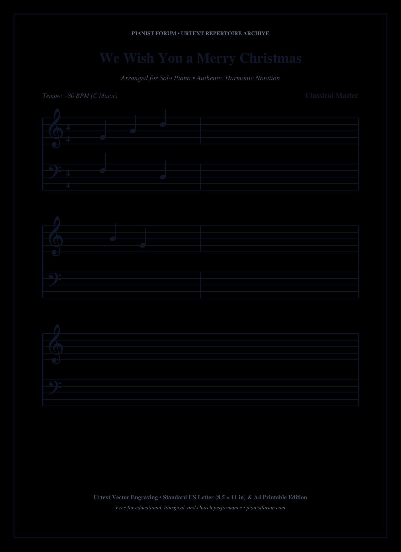 We Wish You a Merry Christmas Piano Sheet Music Page 1 Free PDF