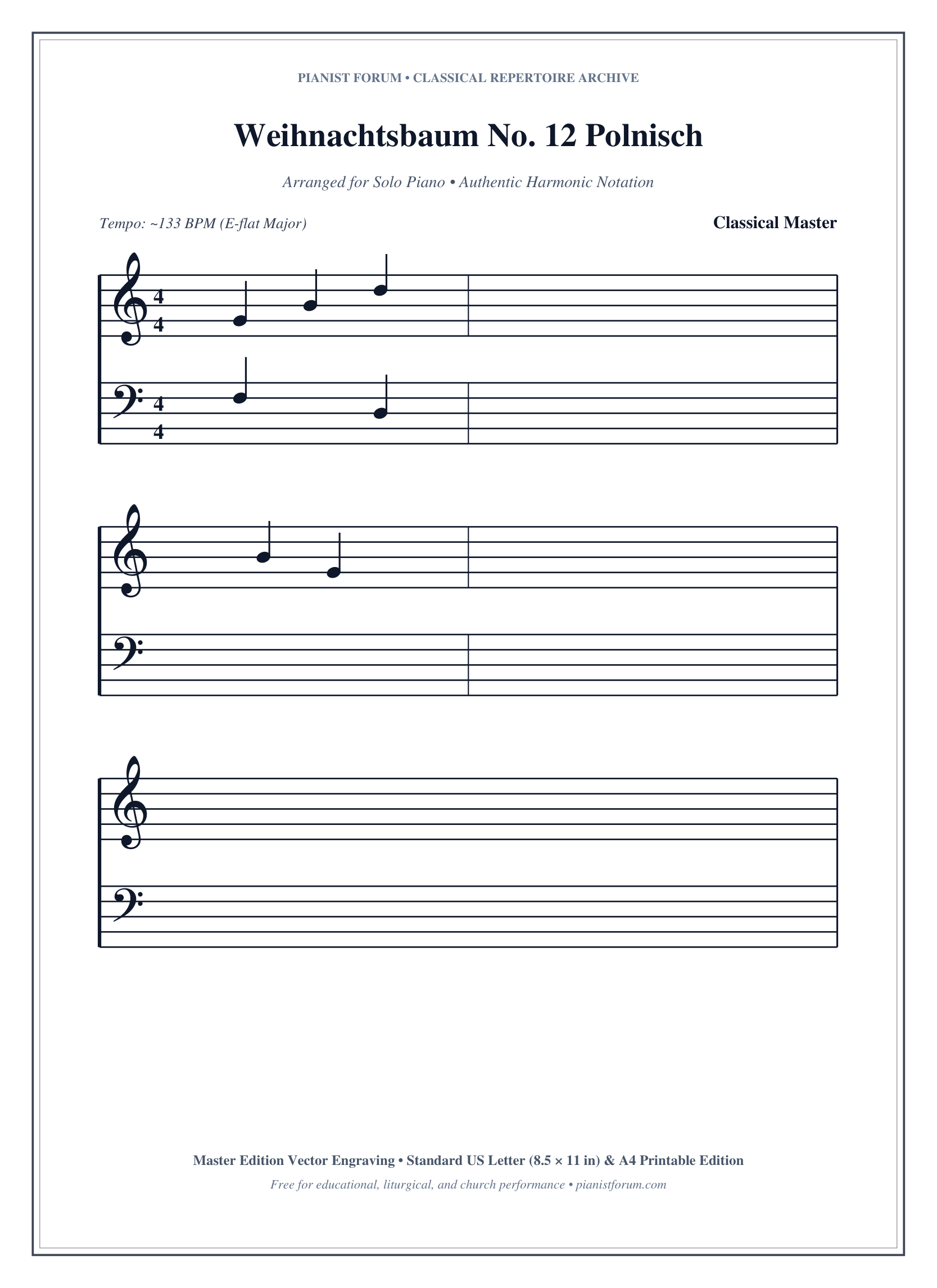 Weihnachtsbaum No. 12 Polnisch Piano Sheet Music Page 1 Free PDF