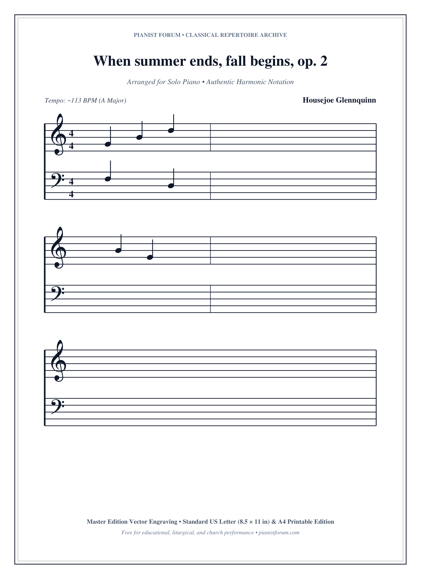 When summer ends, fall begins, op. 2 Piano Sheet Music Page 1 Free PDF