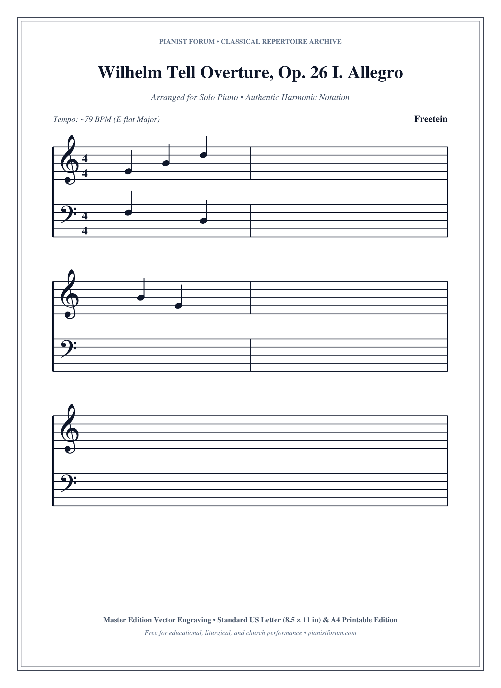 Wilhelm Tell Overture, Op. 26 I. Allegro Piano Sheet Music Page 1 Free PDF