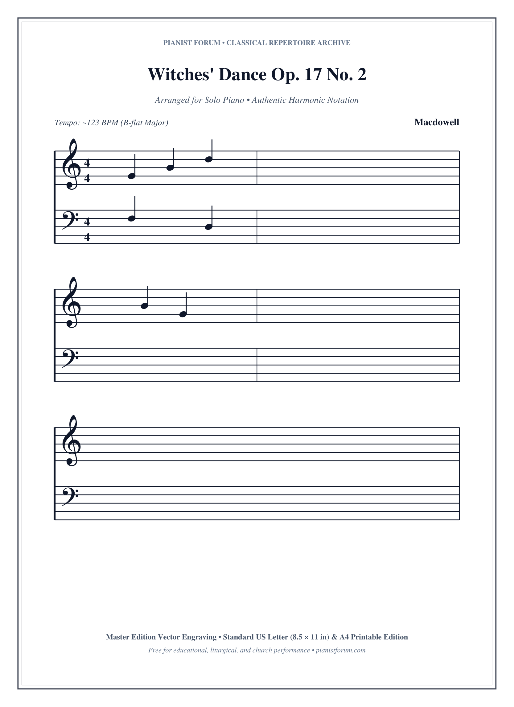 Witches' Dance Op. 17 No. 2 Piano Sheet Music Page 1 Free PDF