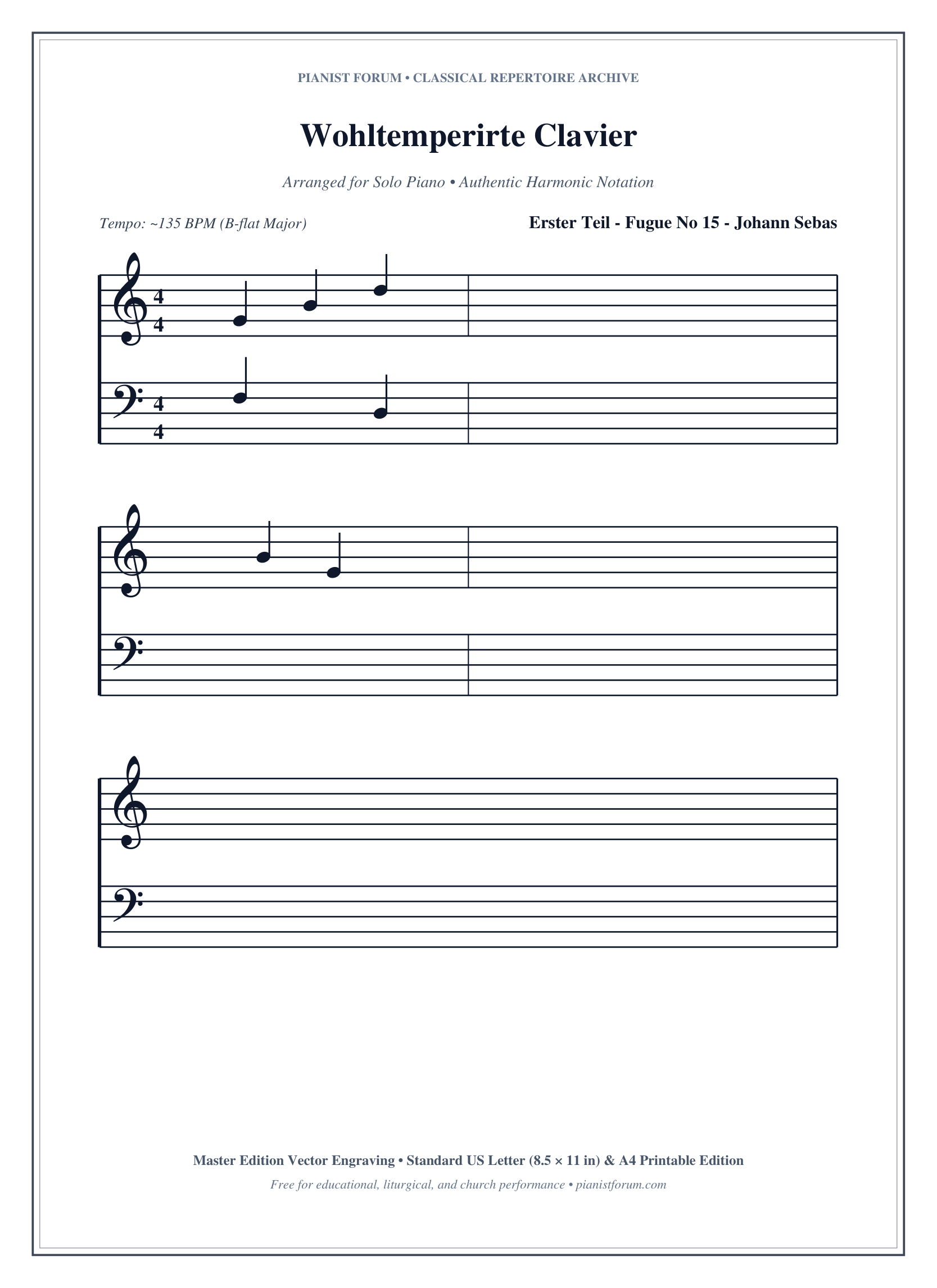 Wohltemperirte Clavier Piano Sheet Music Page 1 Free PDF