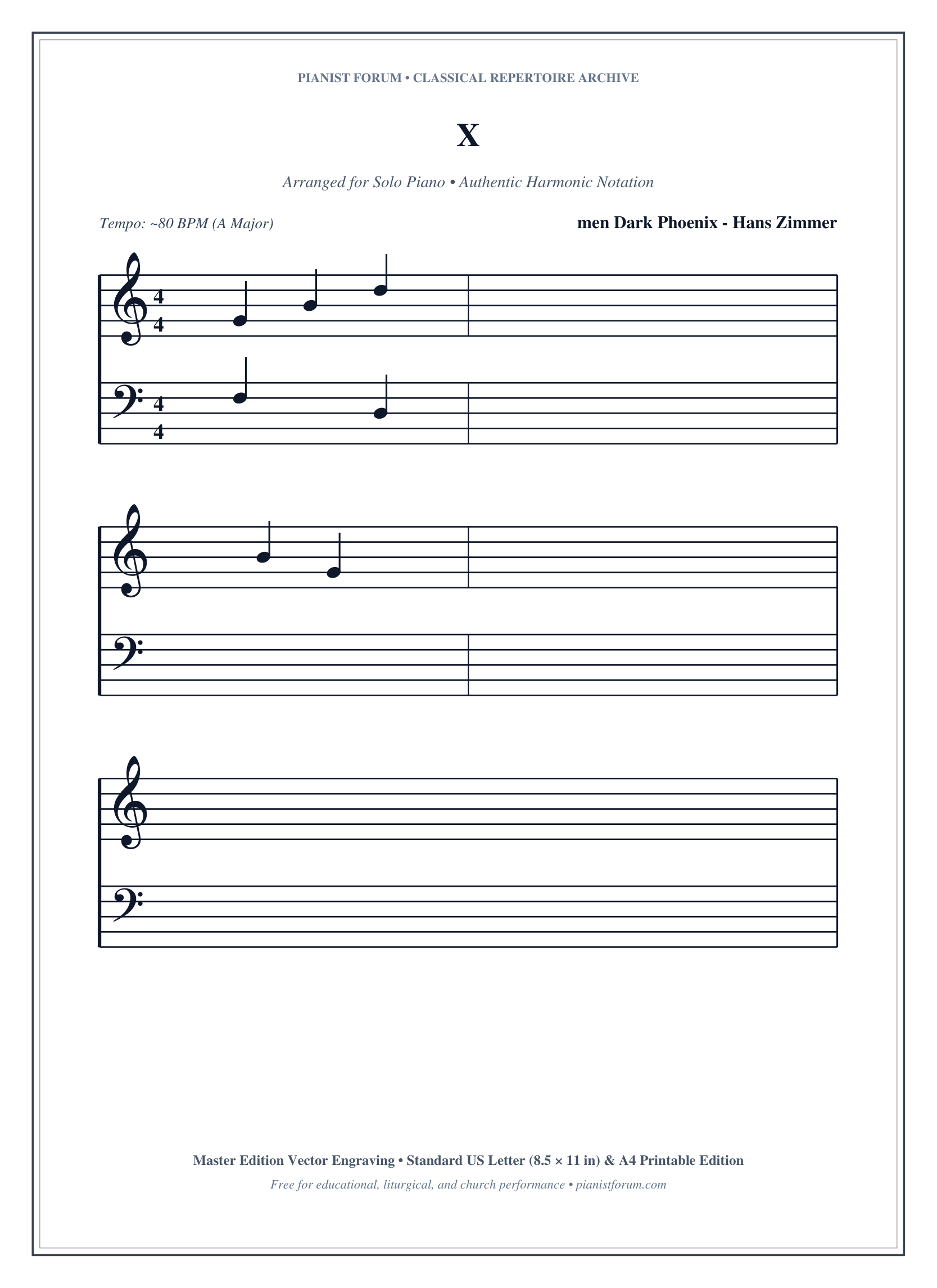 X Piano Sheet Music Page 1 Free PDF