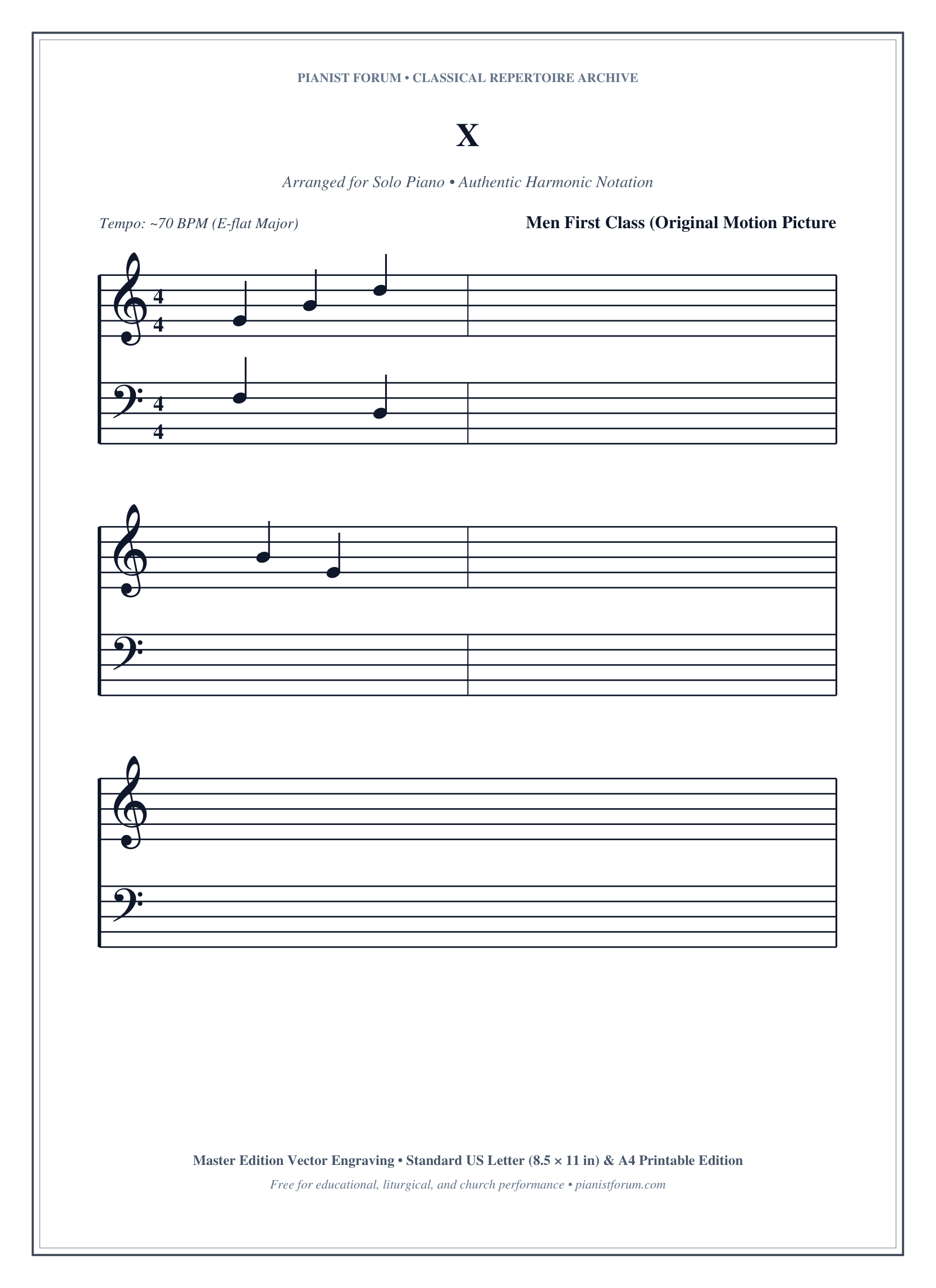 X Piano Sheet Music Page 1 Free PDF