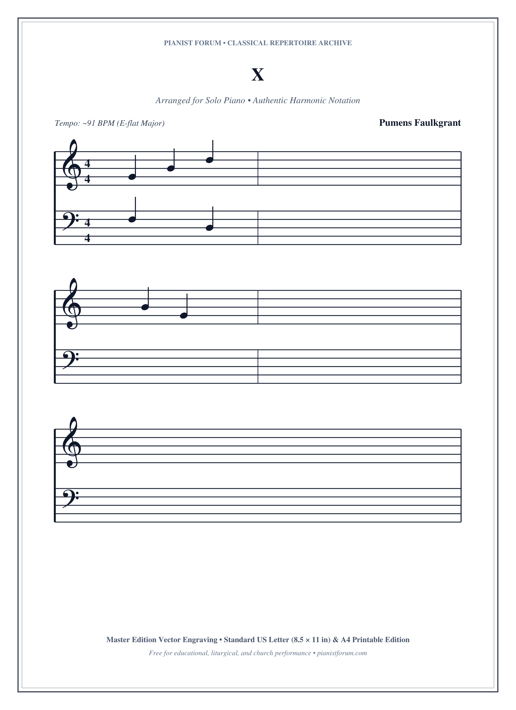 X Piano Sheet Music Page 1 Free PDF