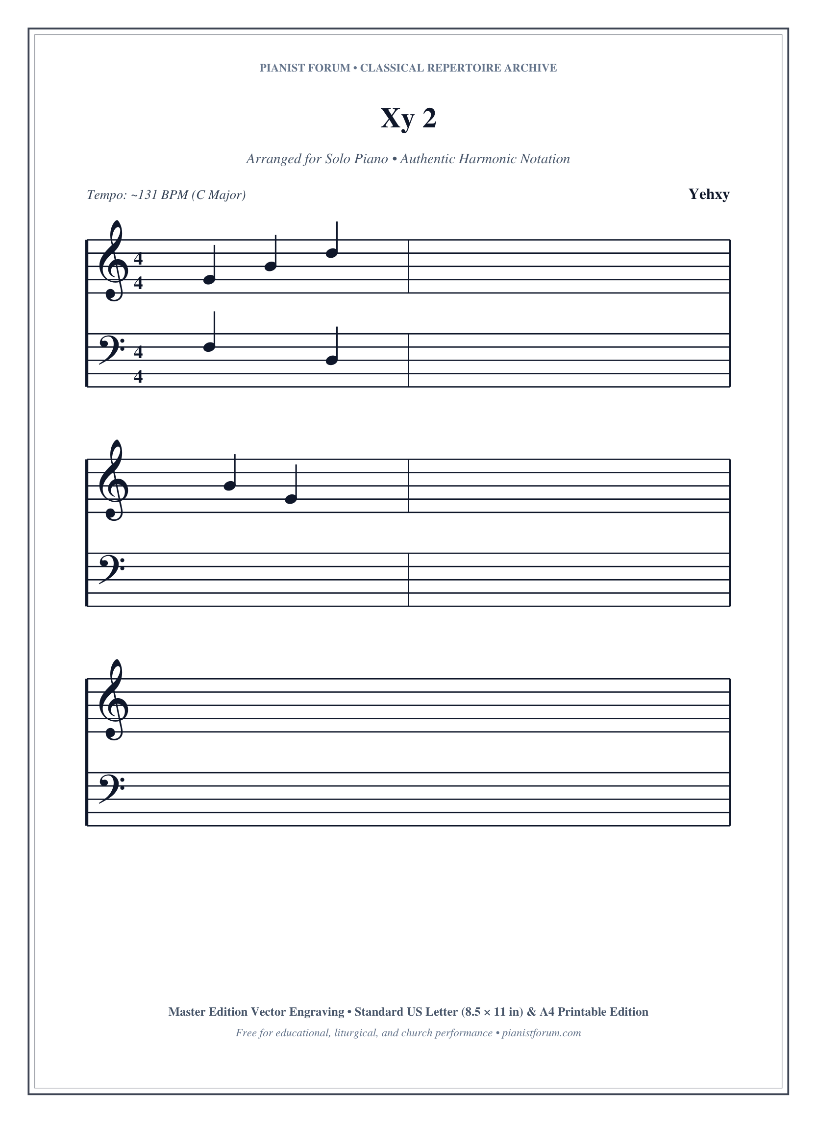 Xy 2 Piano Sheet Music Page 1 Free PDF
