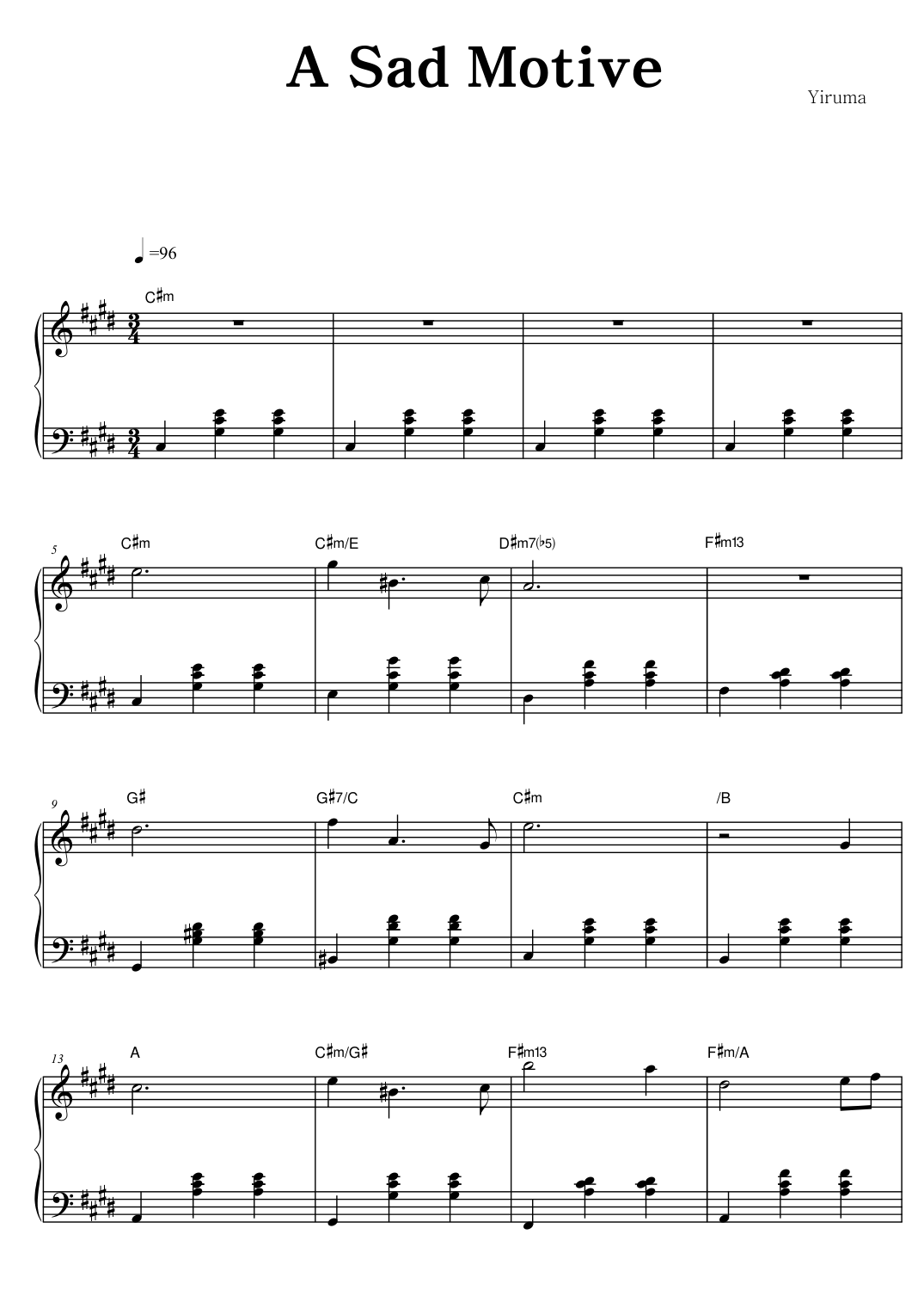 A Sad Motive Piano Sheet Music Page 1 Free PDF