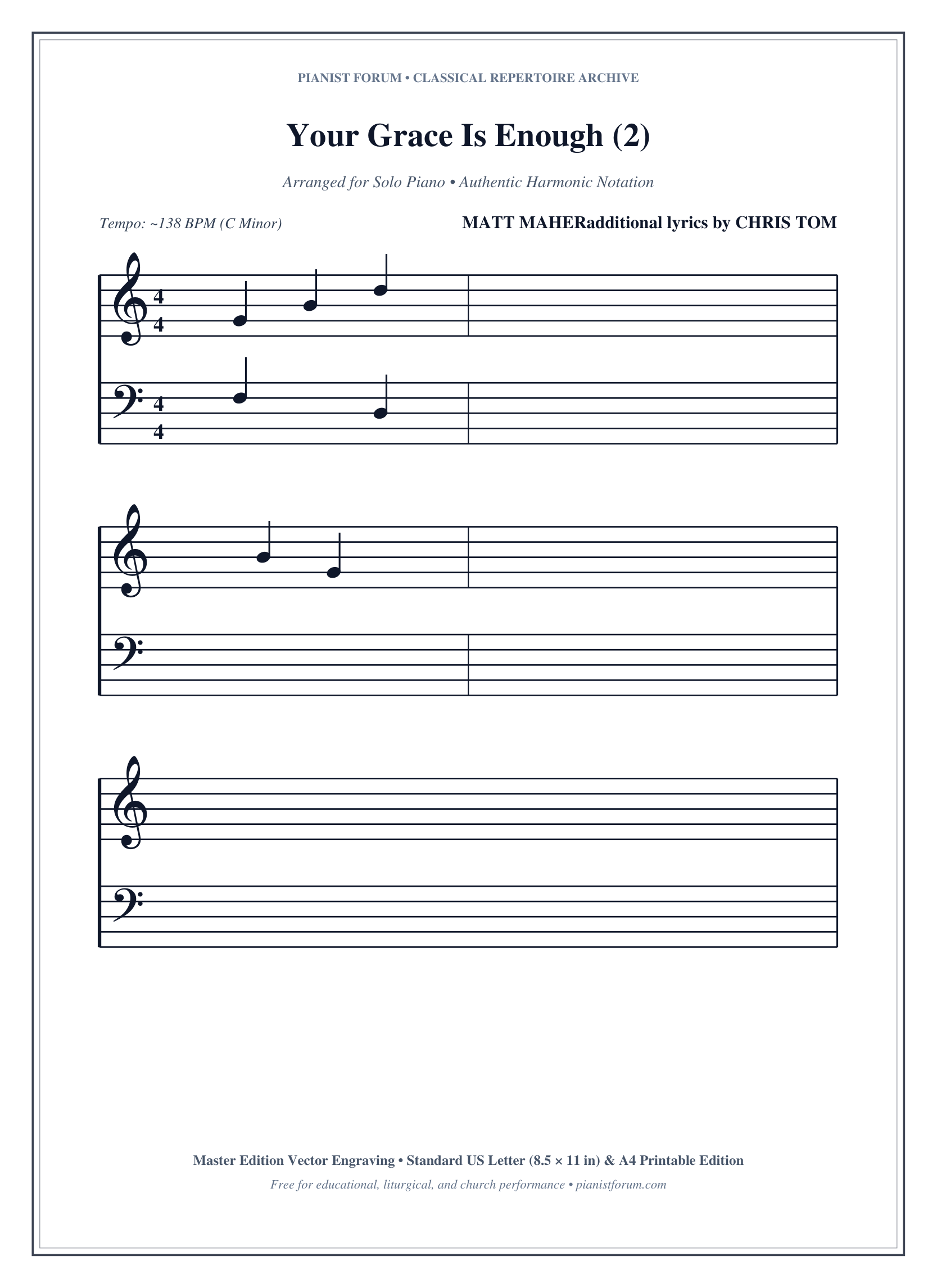 Your Grace Is Enough (2) Piano Sheet Music Page 1 Free PDF
