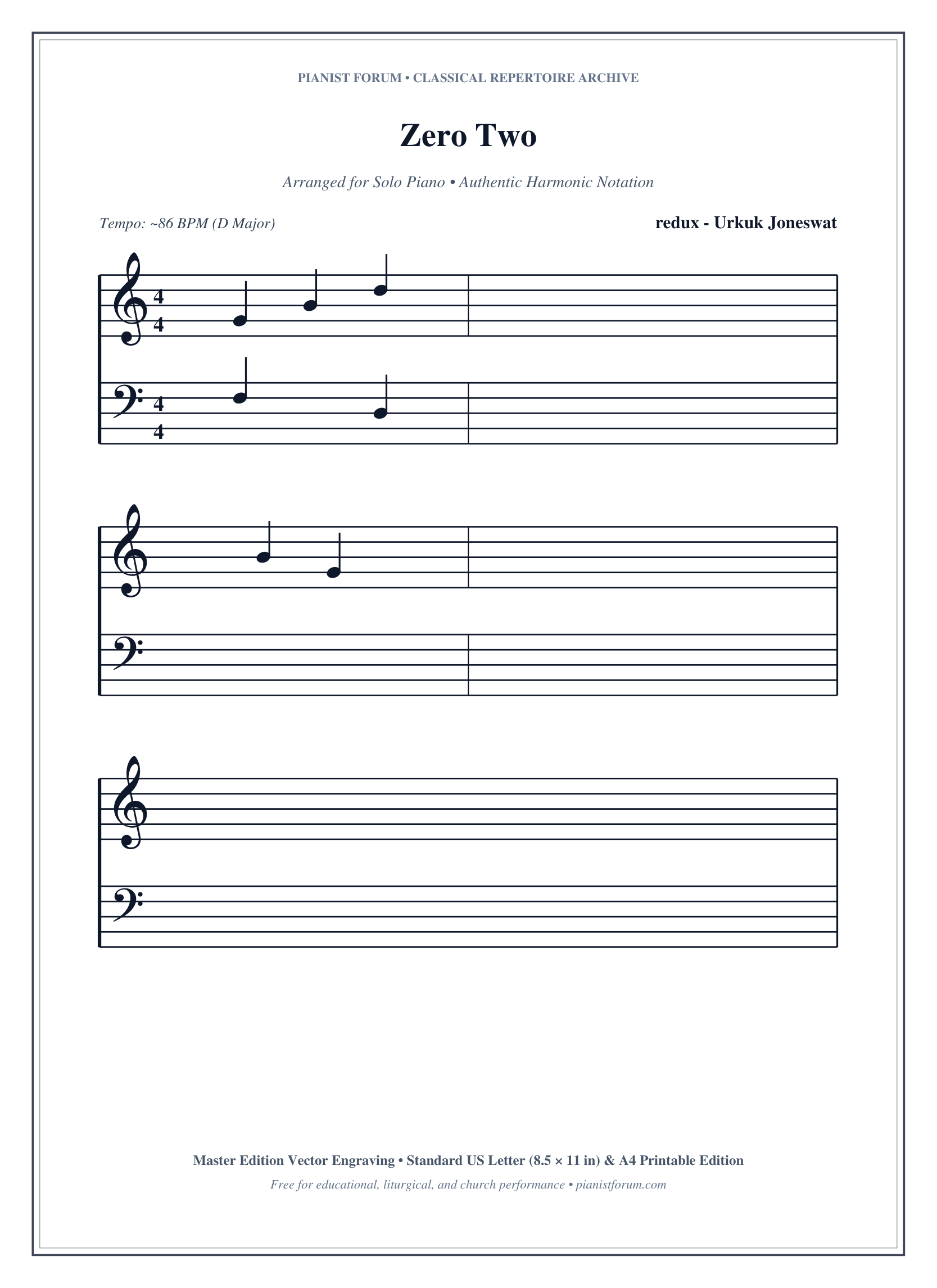 Zero Two Piano Sheet Music Page 1 Free PDF